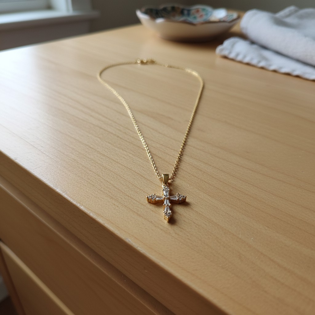Waterproof & Non-Tarnish Gold Cross Necklace – Minimalist Pendant for Daily Wear