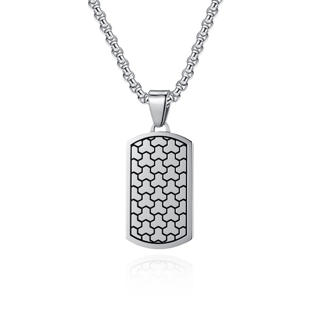 Soccer Pattern Dog Tag Necklace Men Stainless Steel Hip Hop Pendant Gift For Him