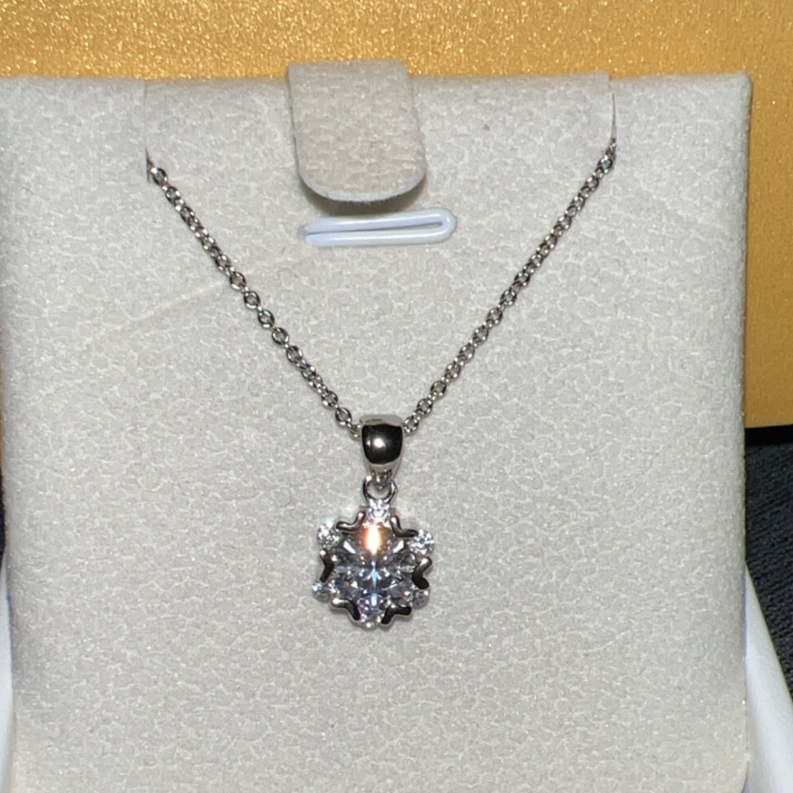 925 Silver Round Moissanite Pendant Charm Necklace White/Colorless Cable Chain