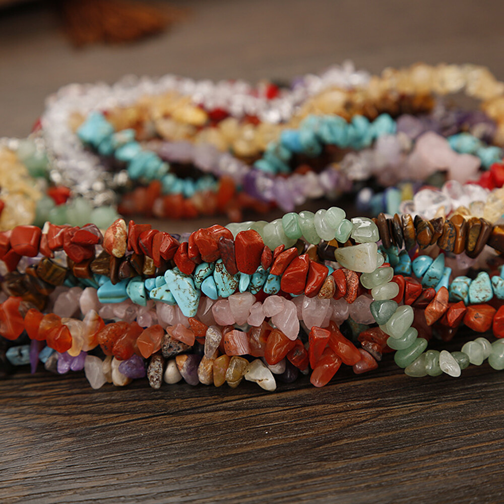Long 20 Inch Natural Crystal Quartz Chips Gemstone Beads Strand Necklace