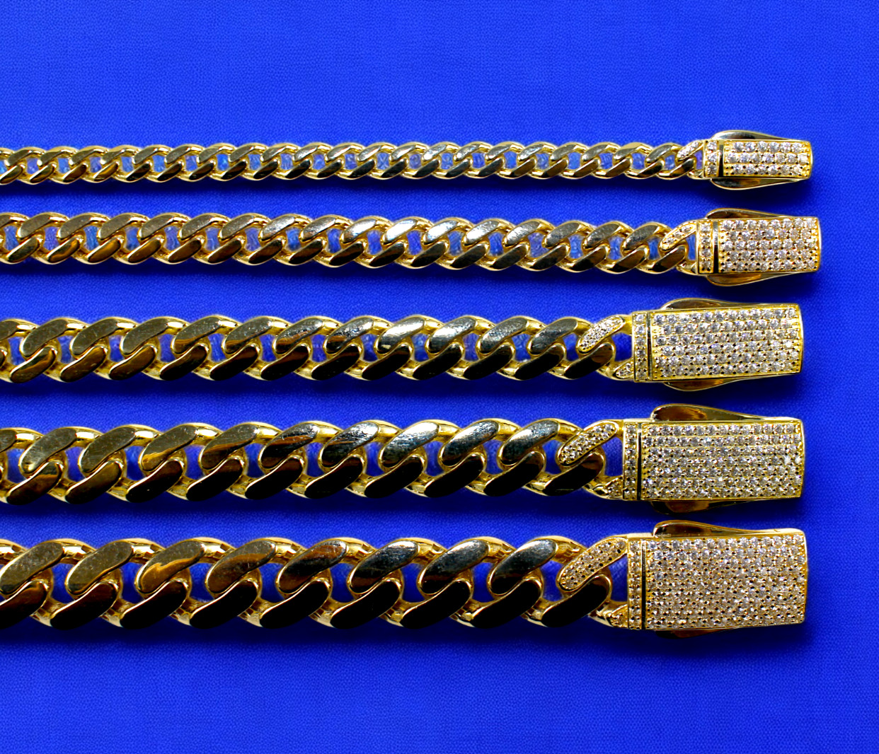 10K Yellow Gold Monaco Miami Cuban Link Bracelet Chain CZ Pave 5mm-13mm 7″-9″