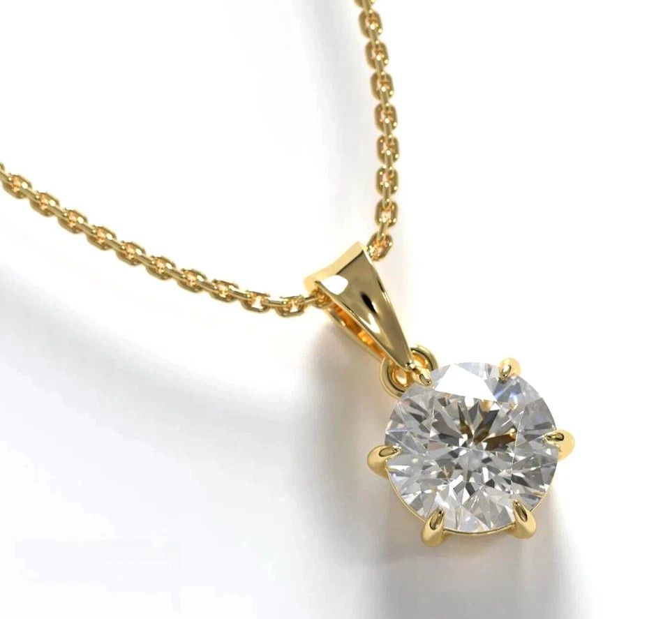 3.00 Ct VVs1 White Diamond Pendant With Certificate, Great Shine, 18″ Chain FREE