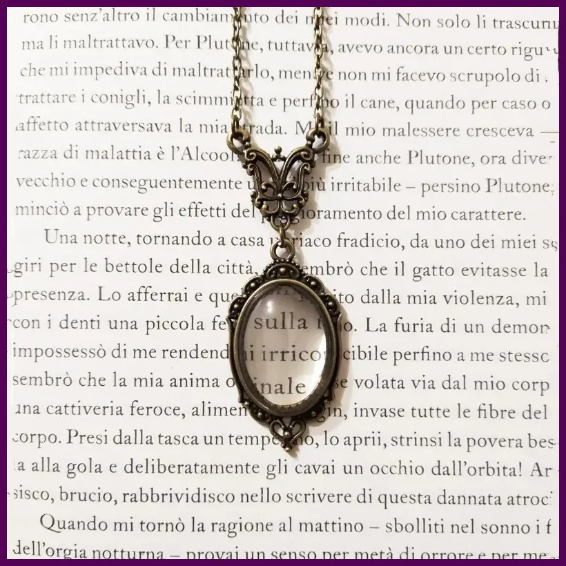 Gothic Vintage Magnifying Glass Pendant Necklaces for Women Steampunk Victorian