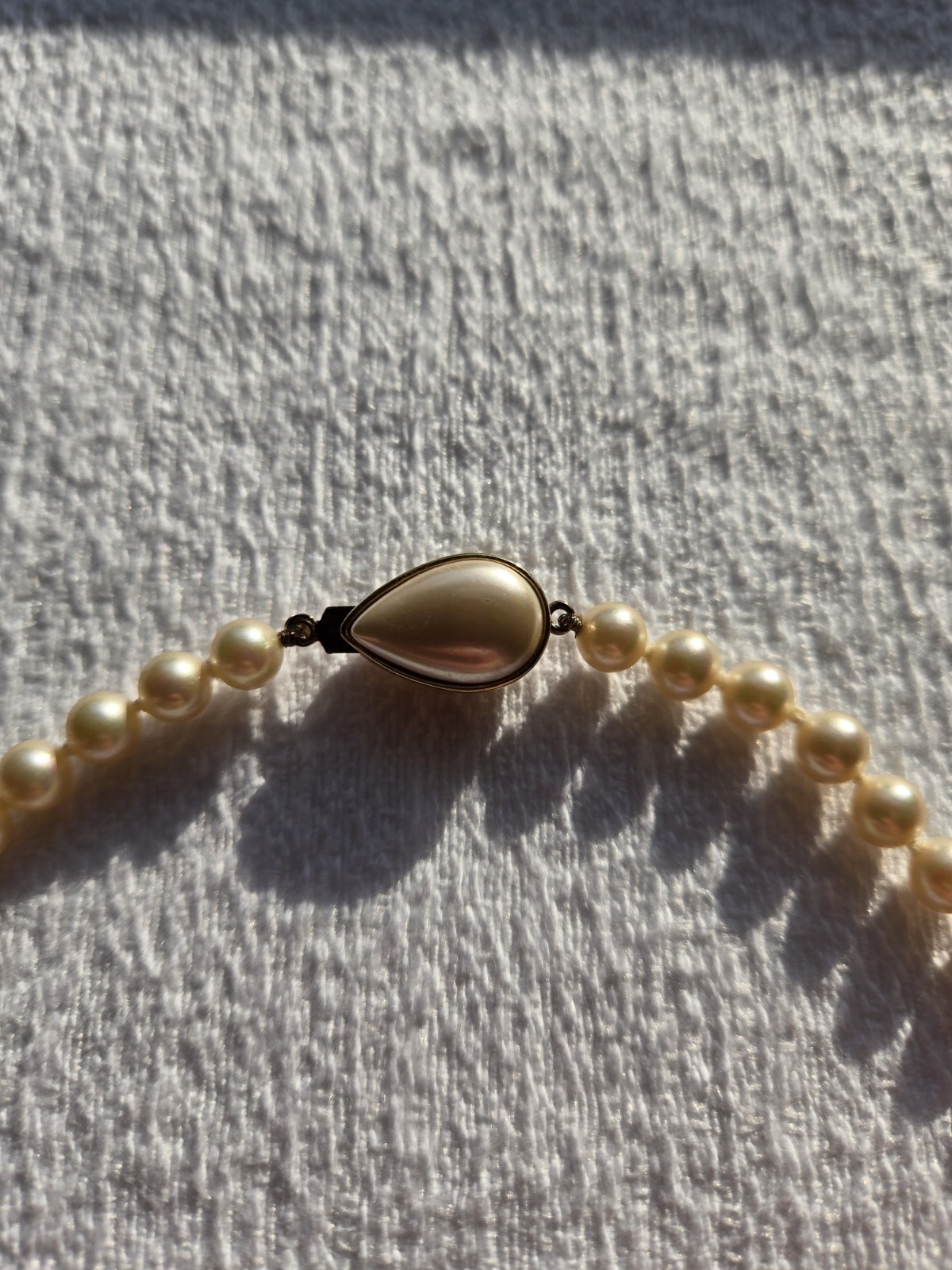 Vintage Cream Faux Pearl Strand Necklace 18″ Princess Slide Clasp Choker Bridal