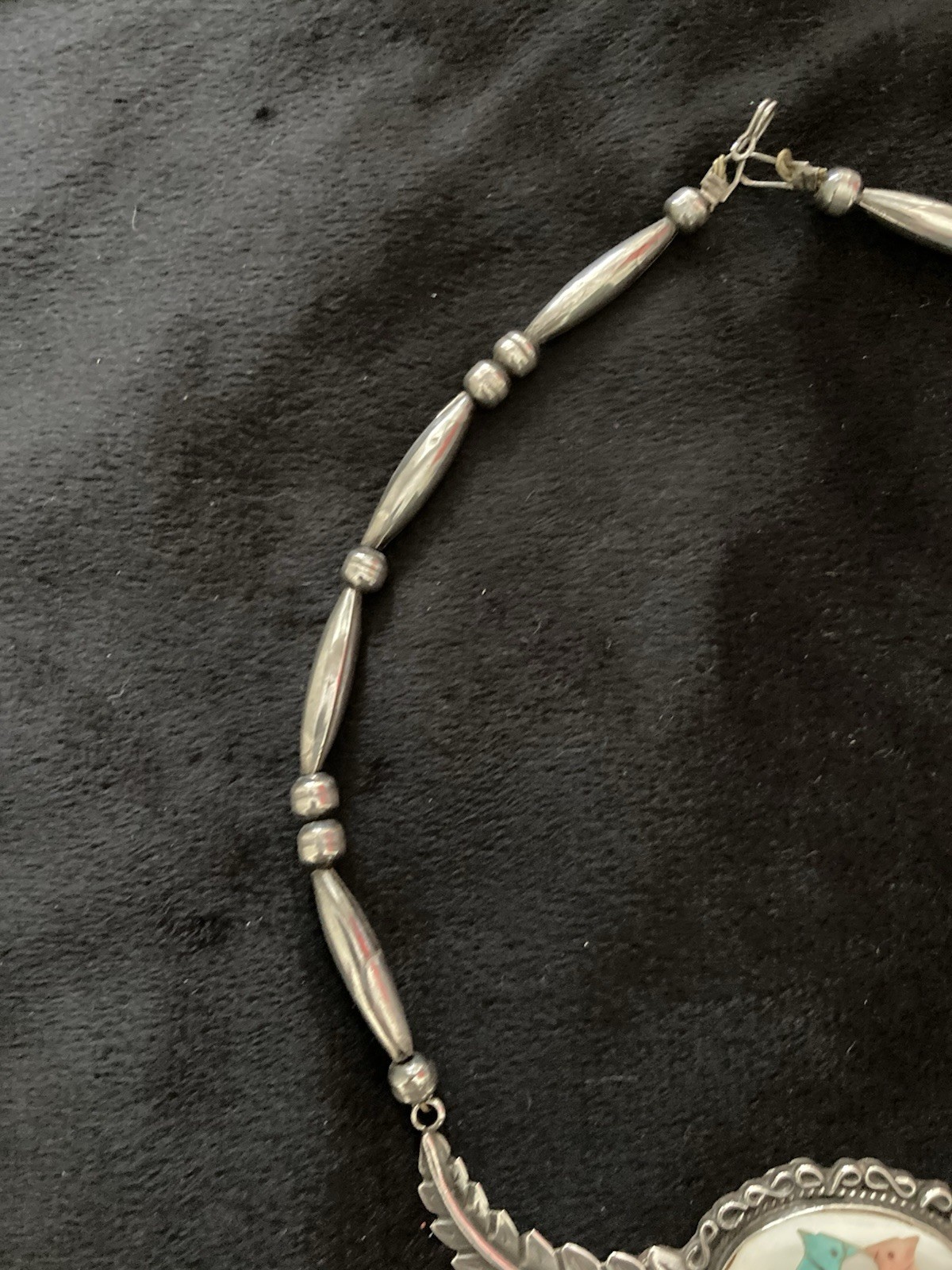 VTG Assorted Stone Zuni Choker/Necklace Silver. Bird Cameo. Signed