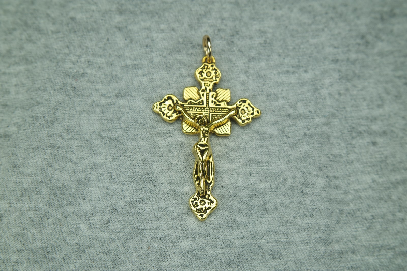 Large Crucifix Pendant or Earrings Gold Plated Zinc Alloy Charm 47mm, 1.85″ tall