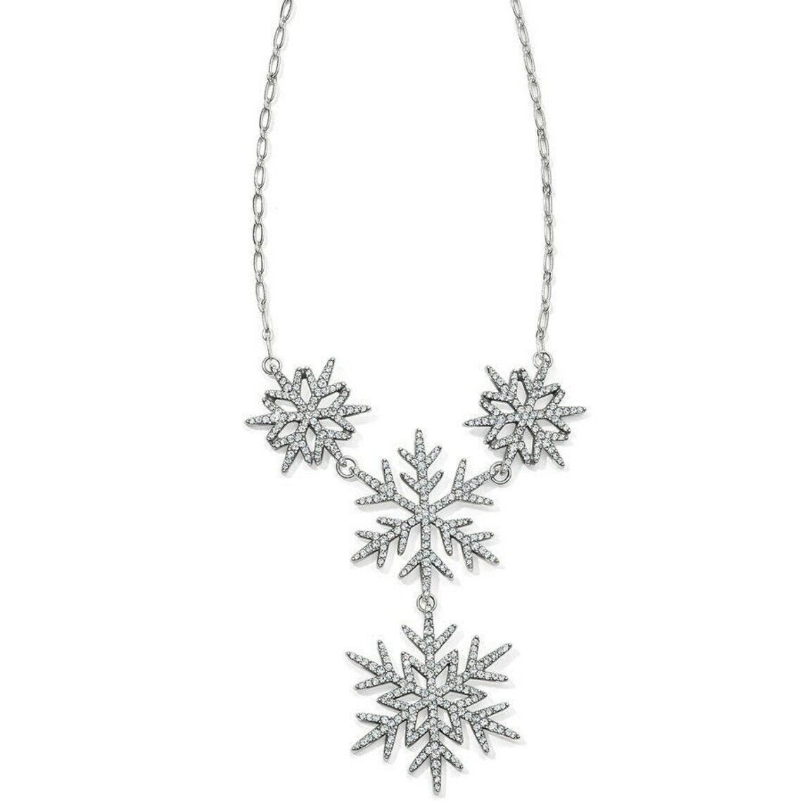 Brighton CRISTALLO Statement Snowflake Crystal Silver Necklace MSRP $148 NWT