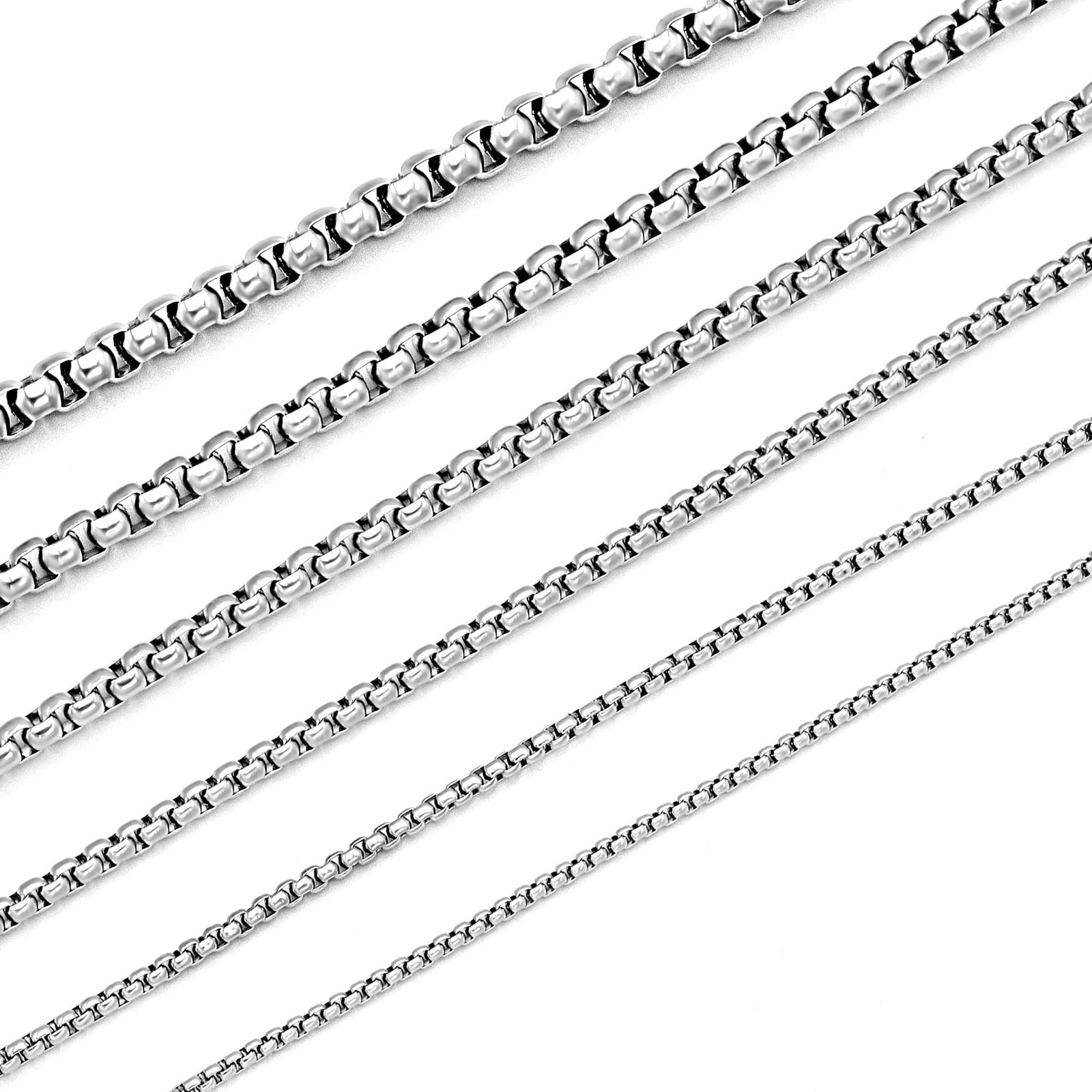 Stainless Steel Chain Necklace for Men 2MM Square Rolo Chains Round Box Chain…