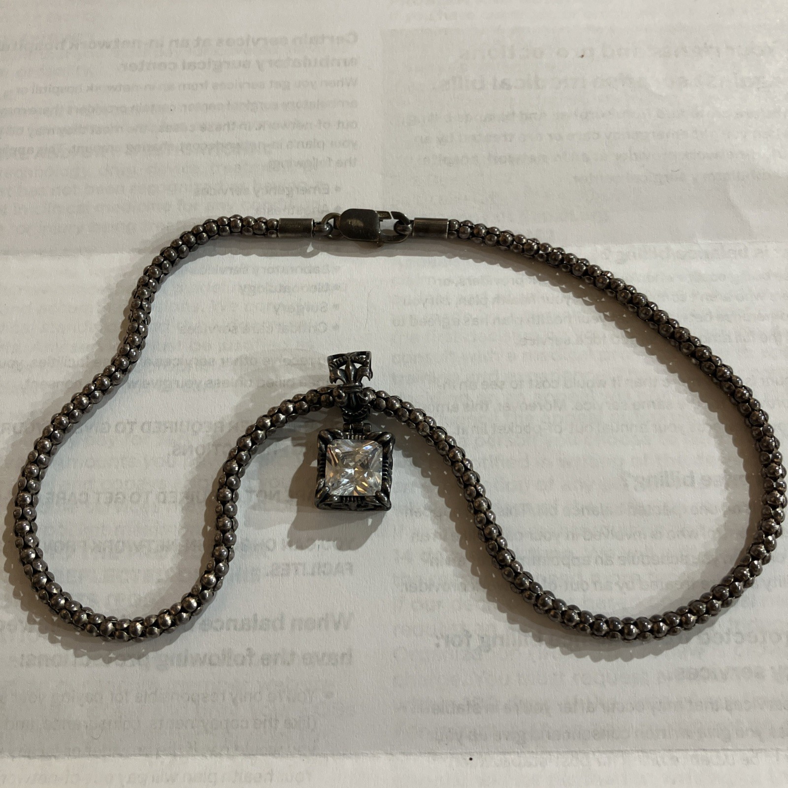 Silpada N1106 17” Popcorn Necklace & S0979 Uptown Cubic Zirconia Pendant.