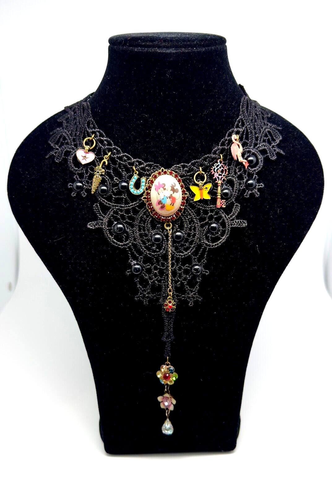 Beautiful Necklace Fabric Choker With Colorful Crystals By Michal Negrin #59#