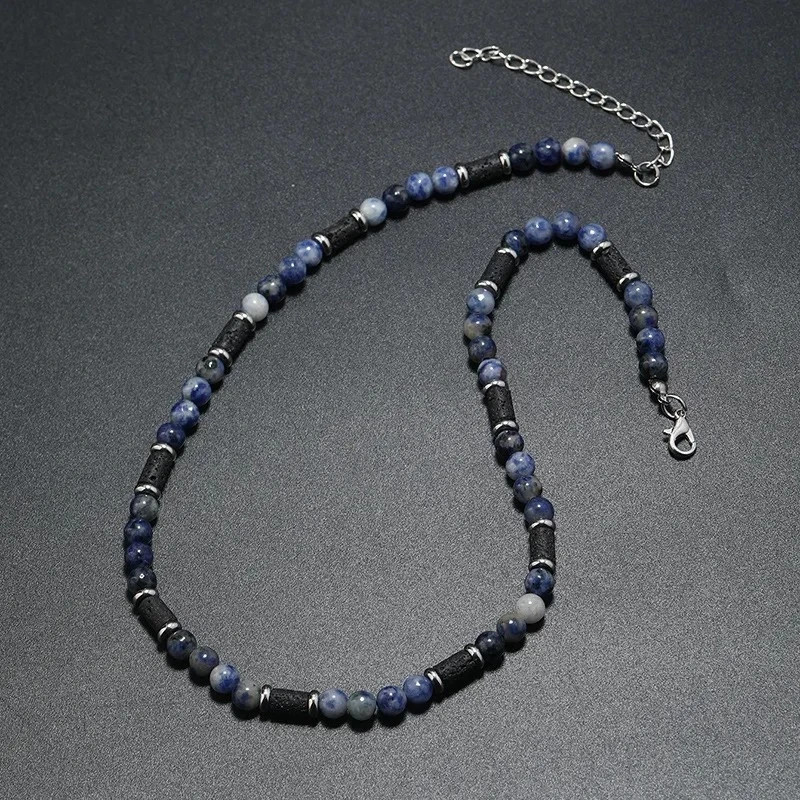Black Beaded Necklace Natural Commemorative Gift Bohemian Necklace Men’s US
