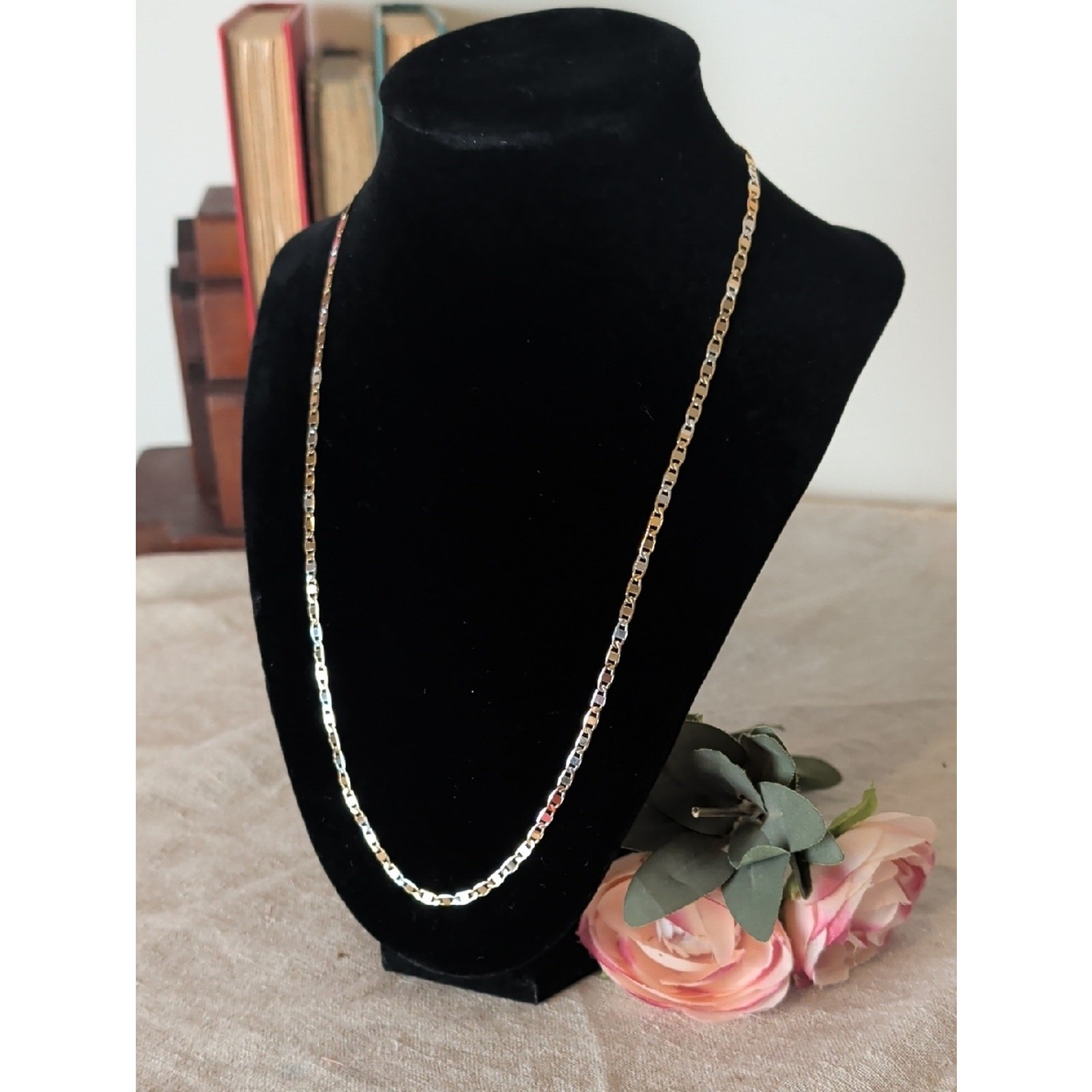 FJ Fallon Gold Tone Women’s Figaro Link Necklace Everyday Wear
