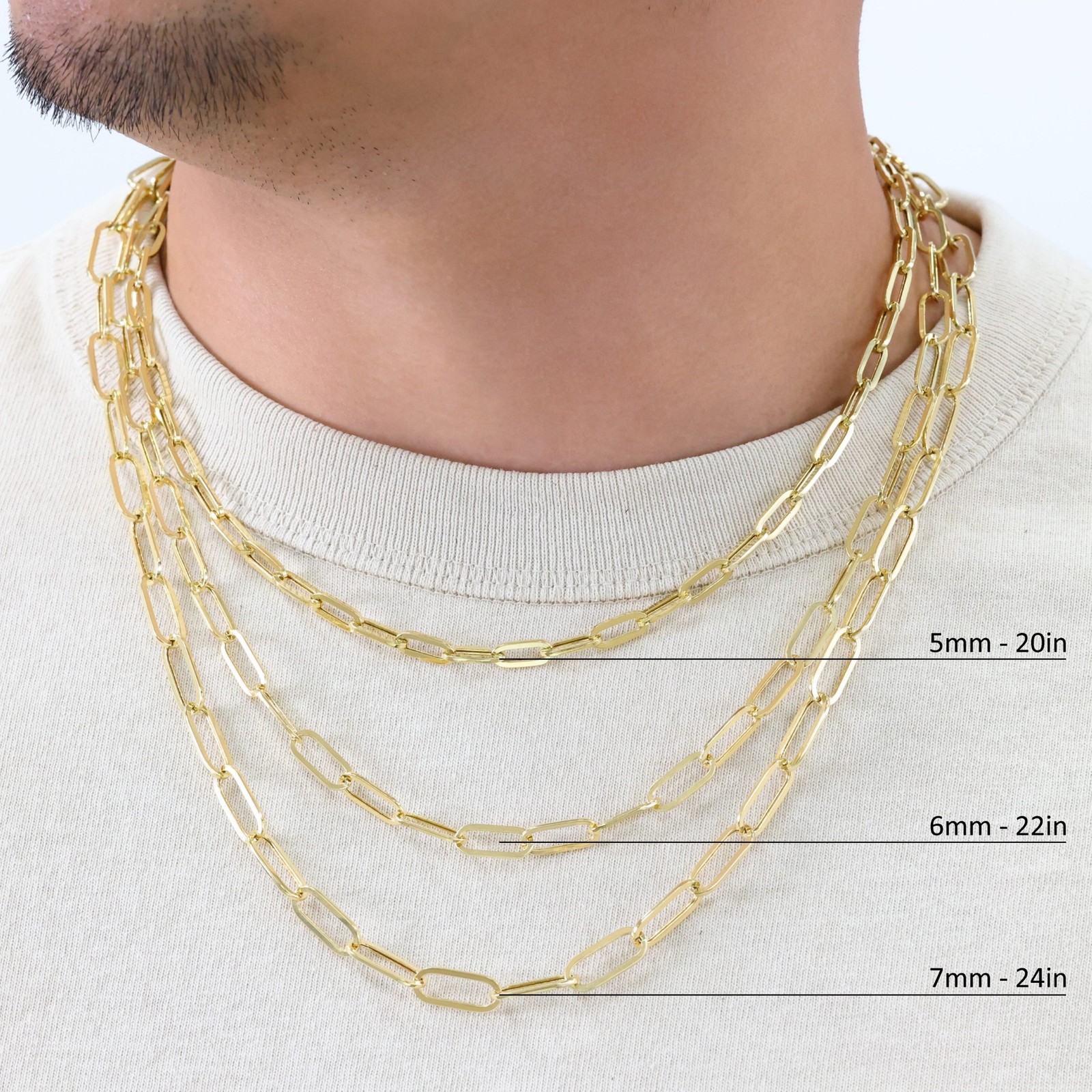 10k Yellow Gold Paperclip 2mm-7mm Chain Cable Rolo Necklace Mens Womens 16″-24″