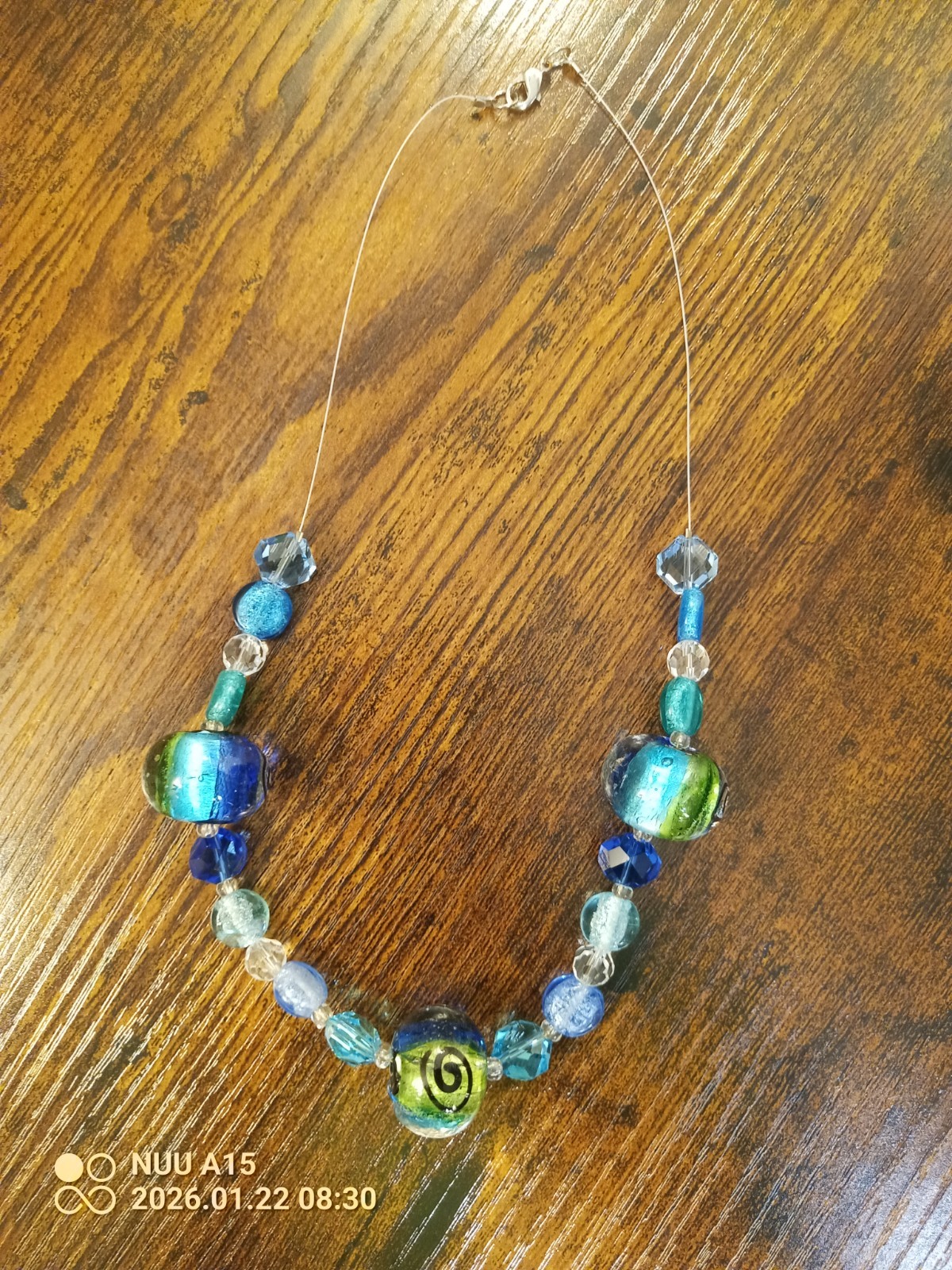Multiple Shaped Aqua Glass Beaded Sea/Ocean Blue Themed Necklace Chunky Fashion