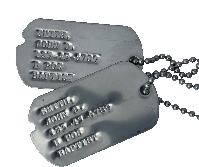Real Standard Notched Military Issue GI Dog Tags Dogtags Custom Personalized