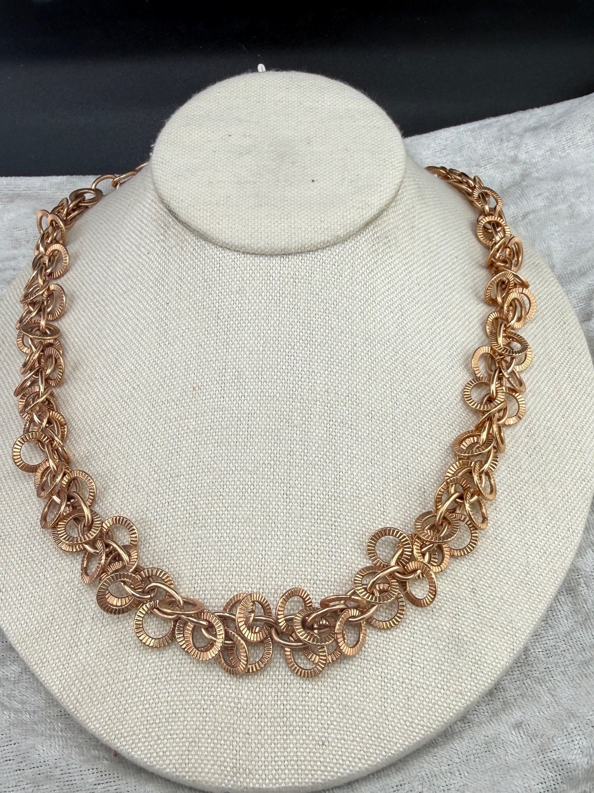 Bronze Milor Necklace Chainlink Interlocking Statement 21”
