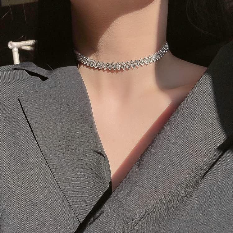 Elegant Choker Necklace with Sparkling Rhinestones – Ideal for Special Occasions