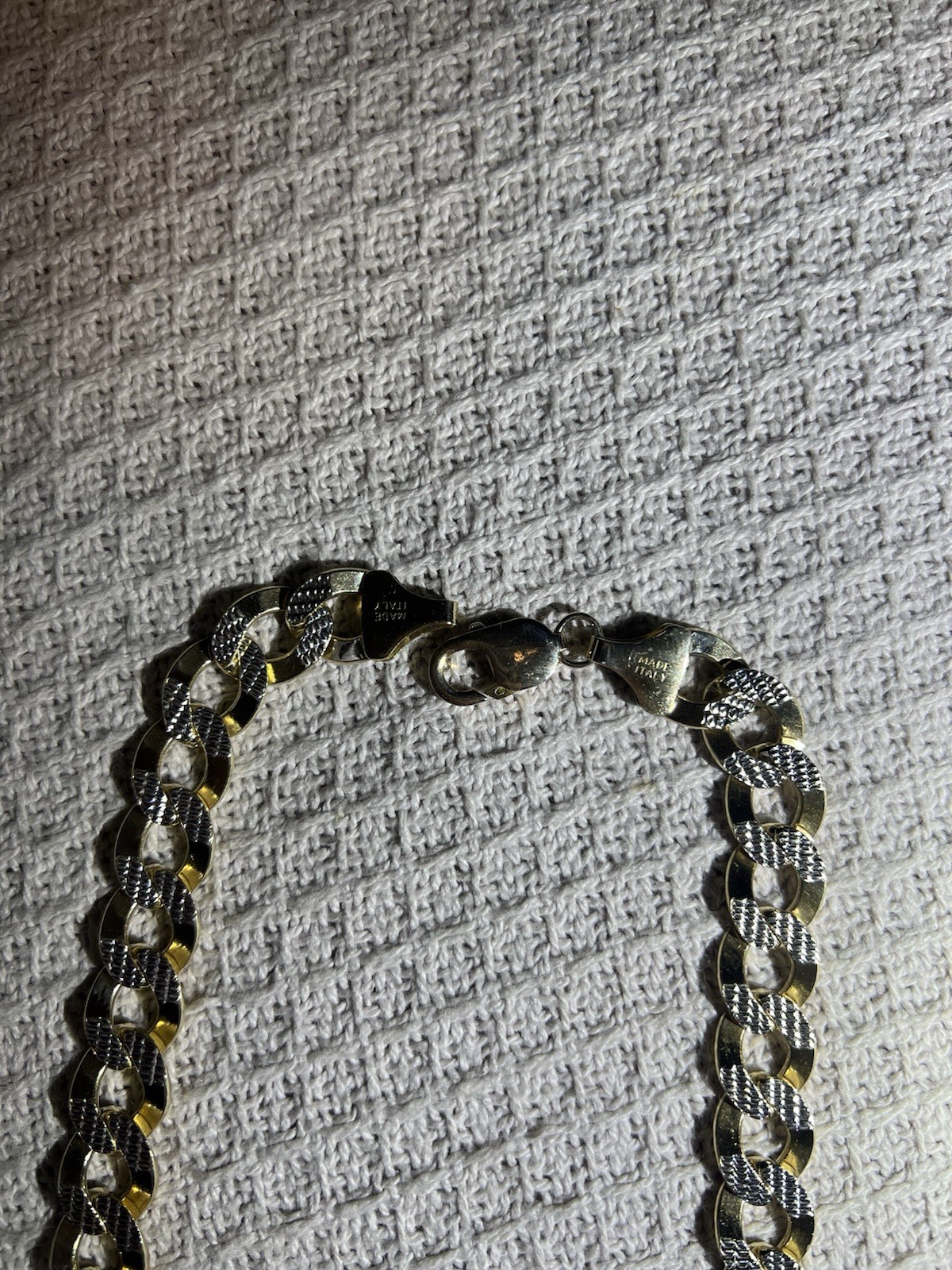 10k Two-Tone Solid Gold Cuban/Curb Link Chain Necklace w/ Lobster Clasp, 8mm 98g