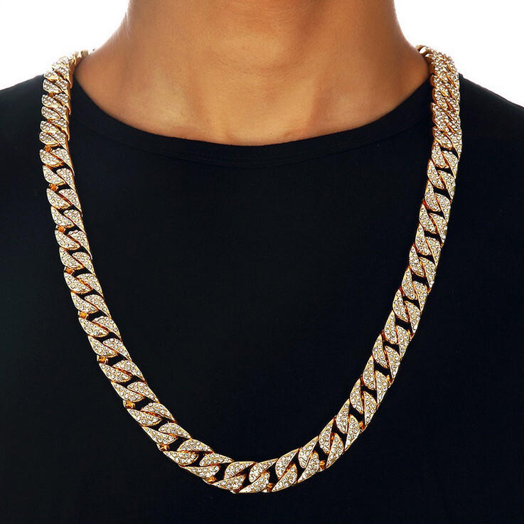 Hip Hop Men Quavo Gold Iced 15mm 16”-30” Miami Cuban Choker Chain Necklace