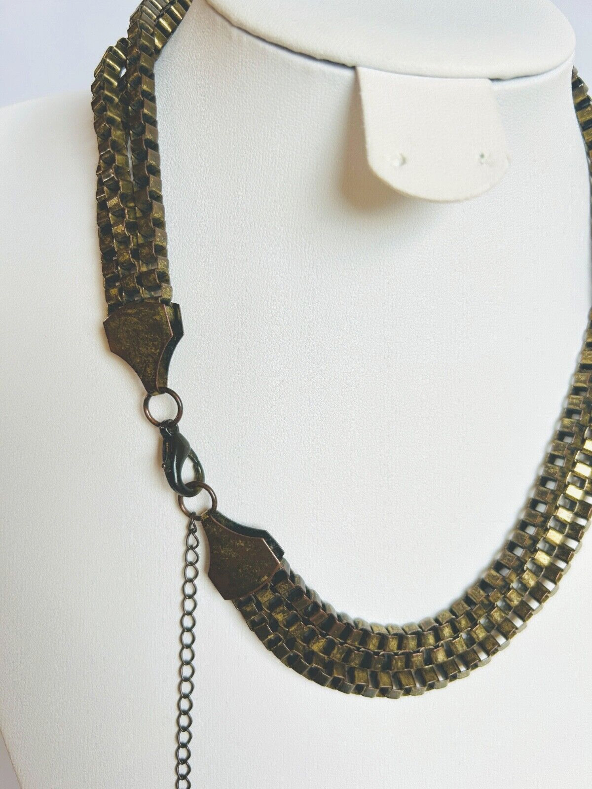 Chunky Metal Rustic 3 Stranded Necklace Jewellery 19 Inches Long
