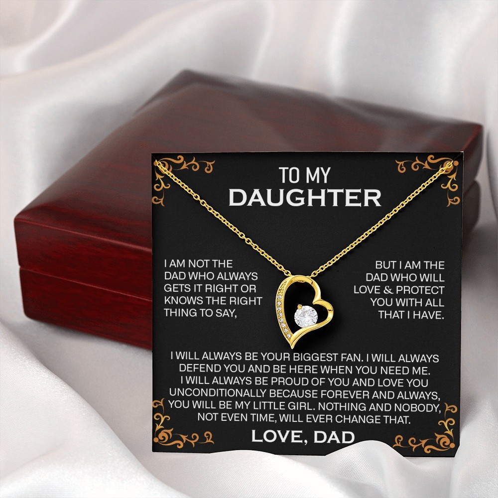 Cubic Zirconia Necklace Gift for Daughter from Dad with Heart Pendant Jewelry