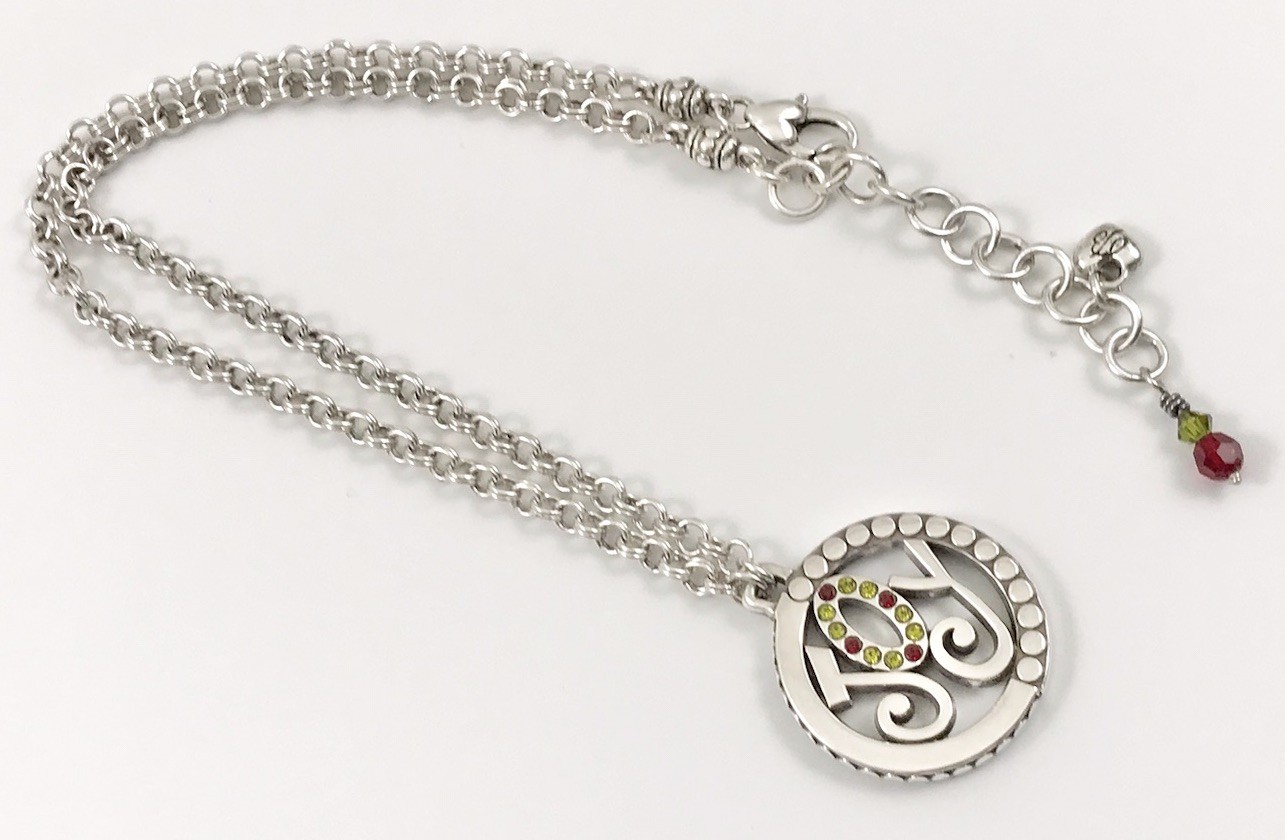 Brighton Holiday Joy Reversible Pendant Necklace Silver Crystals. #1151