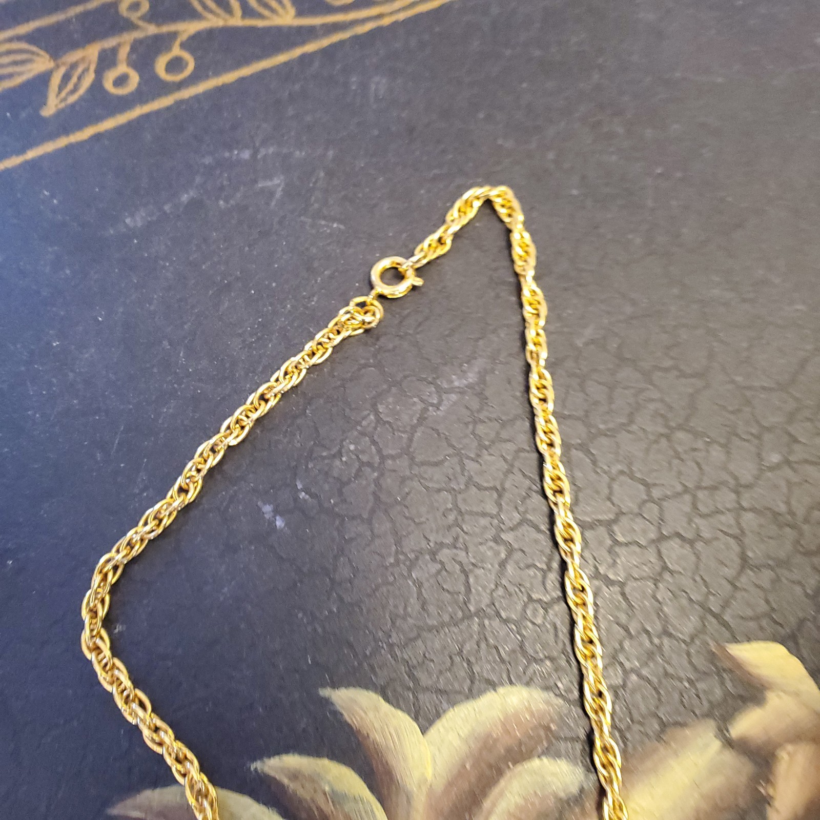 Butterfly Pendant Necklace Goldtone Peachy Orange Signed Thailand 24″