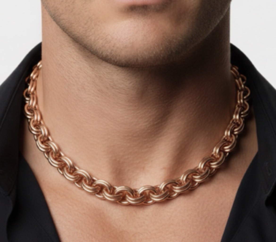 Solid Copper Chain CN557G – 3/8 of an inch wide. Available in 18 to 30 inches.