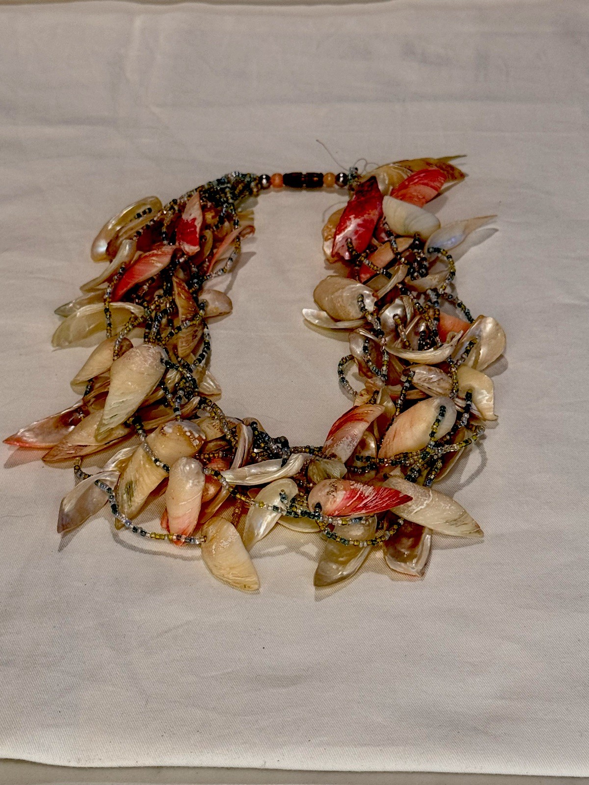 Vintage 9″ Sea Shell Statement Collar Necklace Colorful Beach Boho Chic Style