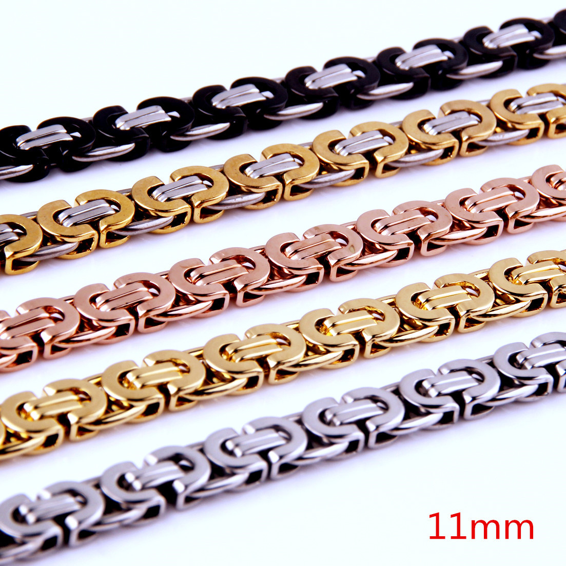 8″-40″Top Quality Mens Stainless Steel Necklace or Bracelet Plat Byzantine Chain