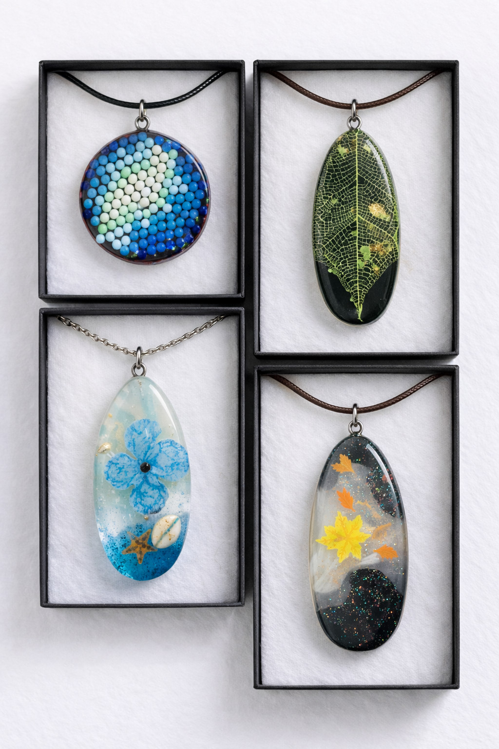 Handmade Epoxy Resin Necklace Unisex Jewelry, Unique Statement Gift Sea
