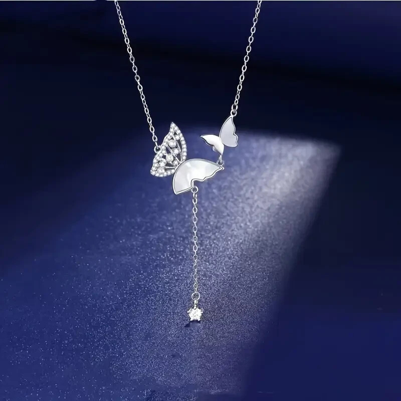 925 SILVER PLATED BUTTERFLY NECKLACE PENDANT ELEGANT JEWELARY PERFECT AS A GIFT