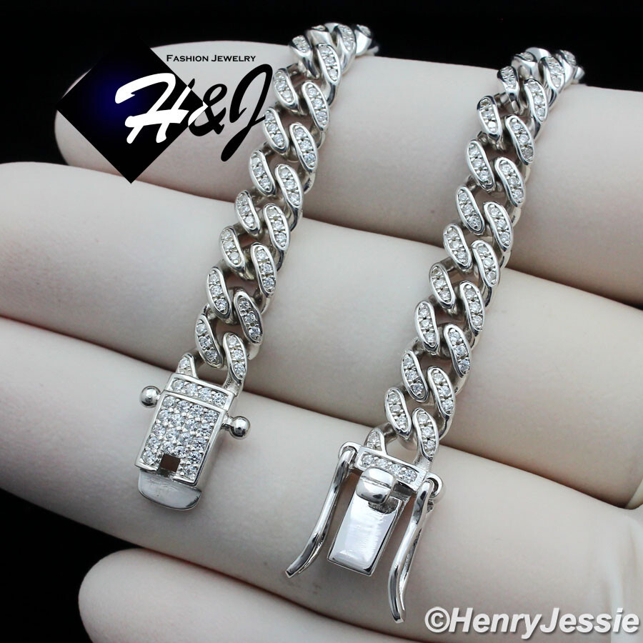 18″-30″MEN SOLID 925 STERLING SILVER 6MM ICY CZ MIAMI CUBAN CURB NECKLACE*SN19
