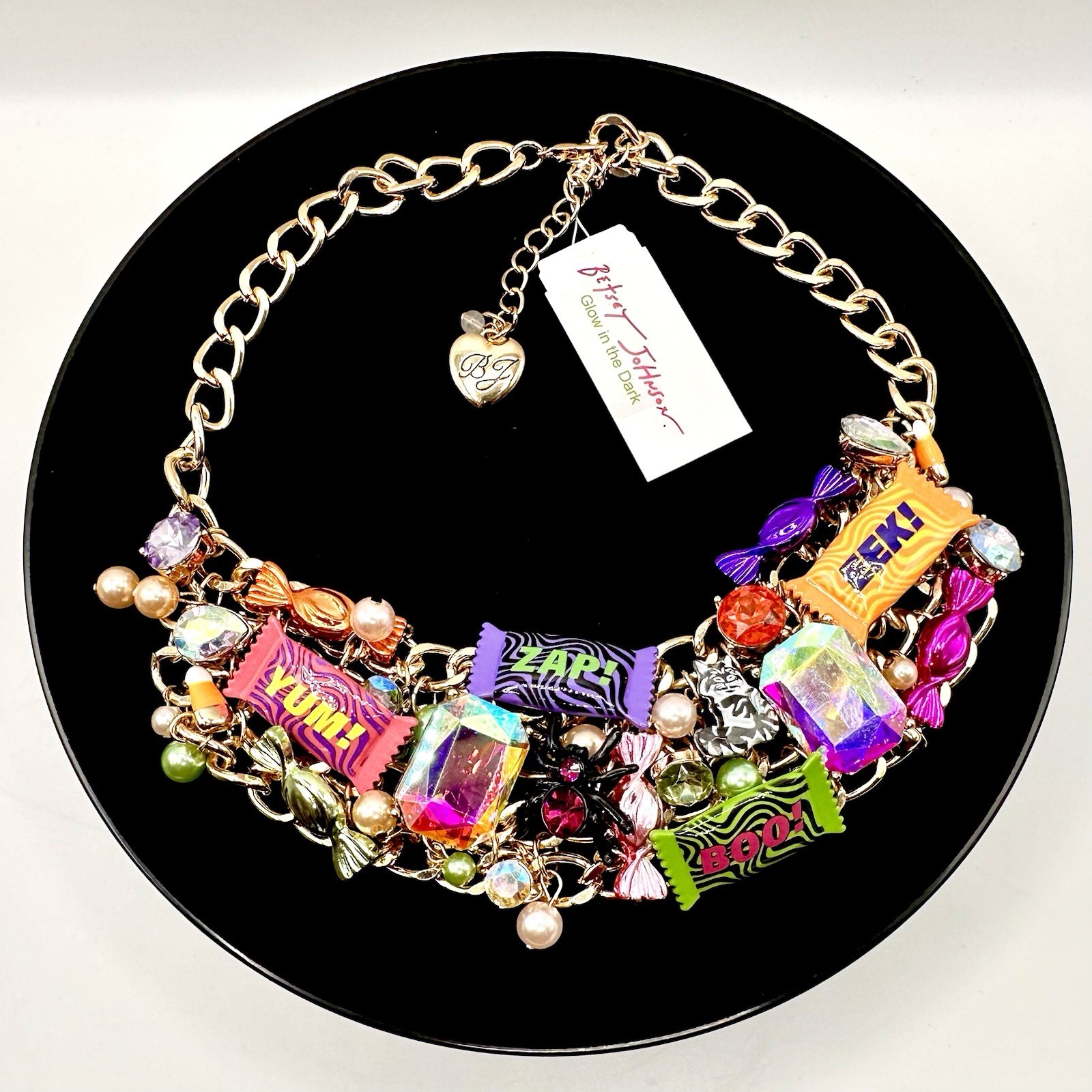 BETSEY JOHNSON Halloween Candy Necklace Glow In The Dark Gorgeous! NEW (VIDEO)
