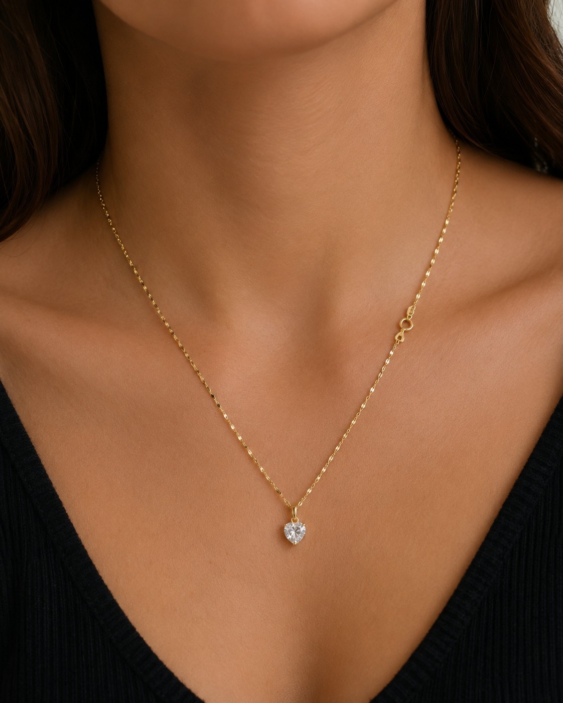 10K Gold Heart Necklace 18″ Pendant / Gargantilla Corazón Oro Solido 10K 45cm