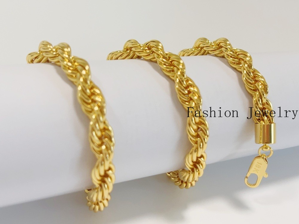 18K Yellow Gold Diamond Cut Rope Chain 10mm NecKlace Mens Womens 28″