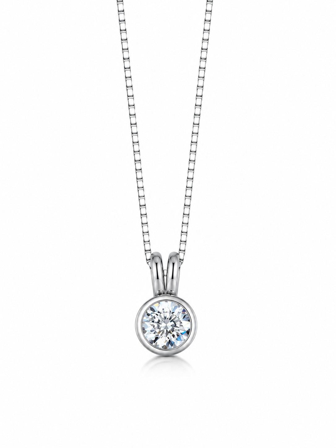 925 Sterling Silver Crystal Pendant Necklace Adjustable 16-18” Thailand