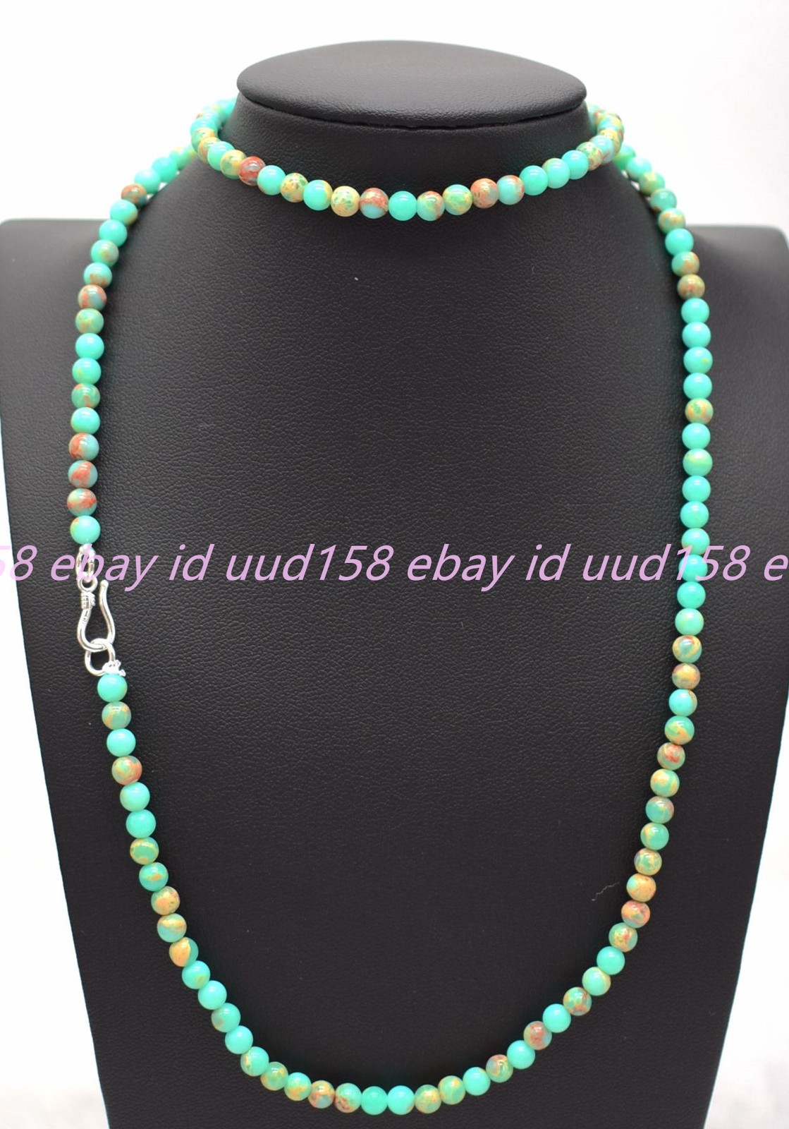 Natural Small 4mm Multicolor Shoushan Jasper Gemstone Necklace Bracelet 18/7.5in