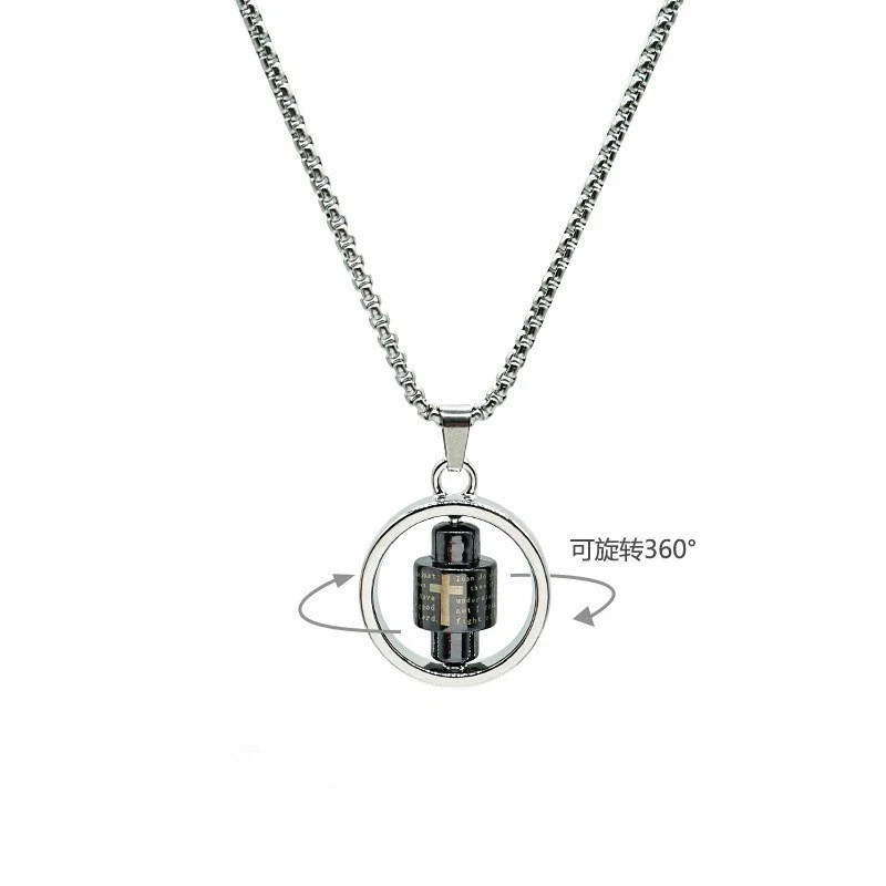 Spiritual Spin Necklace-Men/Women/Unisex-27 In Silver Chain w/Pendant & Cross!