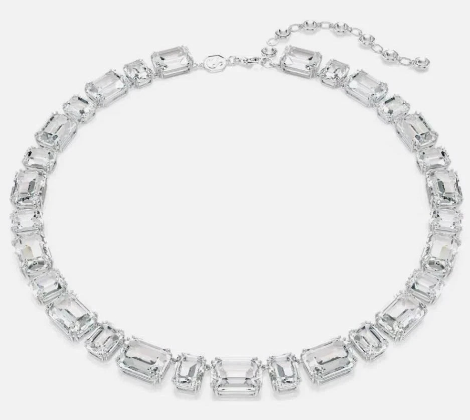 SWAROVSKI Millenia Tennis Necklace, Octagon Cut, White, Rhodium Plated