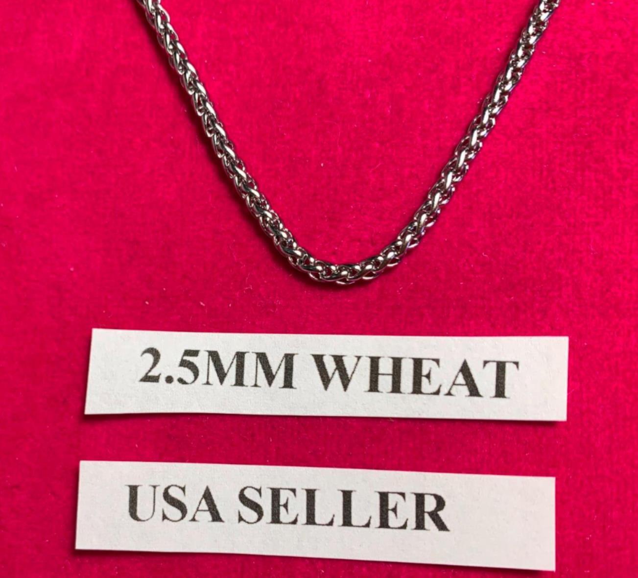 16″ 2.5mm STAINLESS STEEL SILVER BRAIDED WHEAT ROPE NECKLACE CHAIN USA SELLER