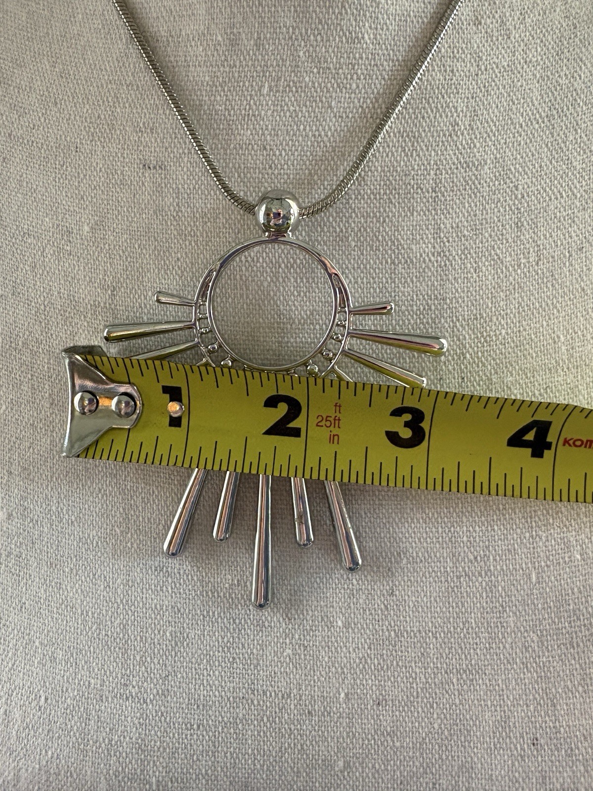INC International Concepts Statement Necklace Sunburst Pendant Silver-tone