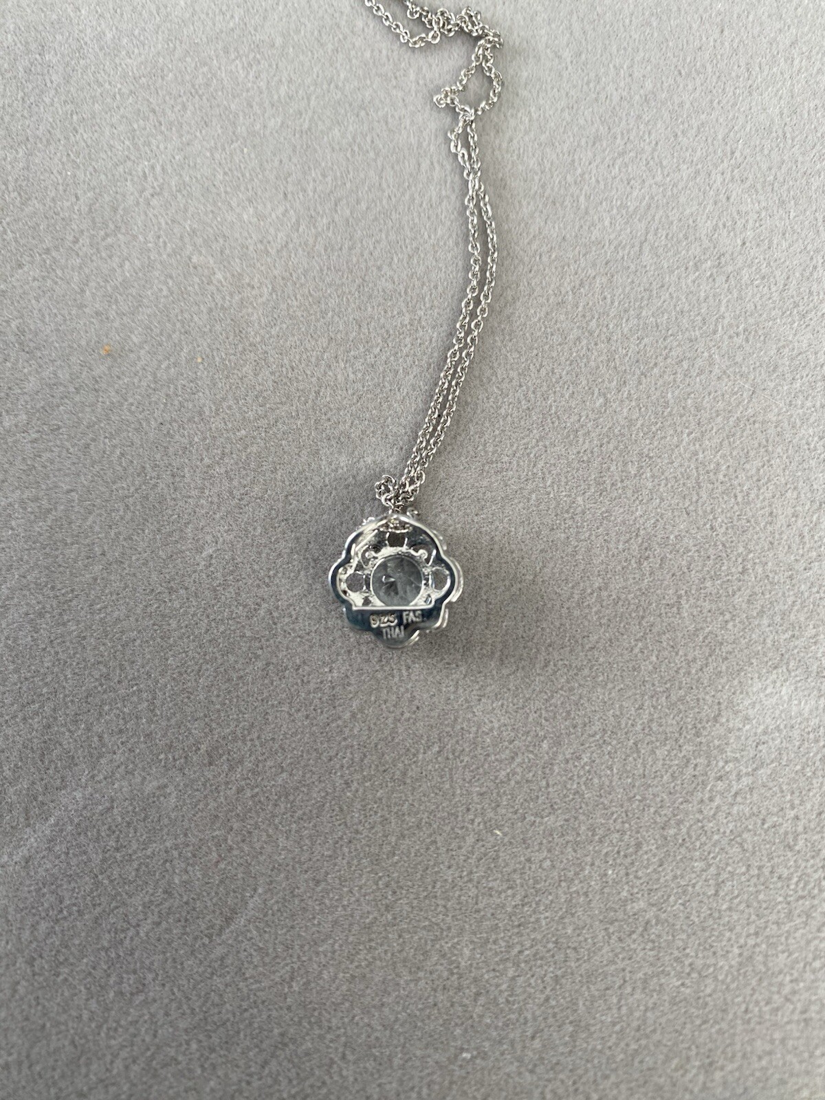 Blue Topaz and CZ Necklace Pendant Marked 925 THAILAND FAS