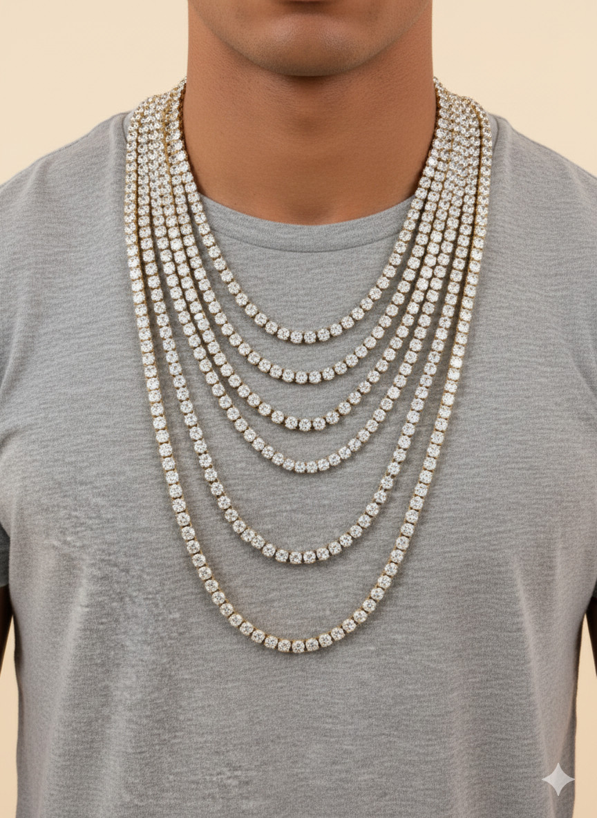 34 inches ANTI-TARNISH Stainless Steel with Cubic Zirconia Tennis Necklace