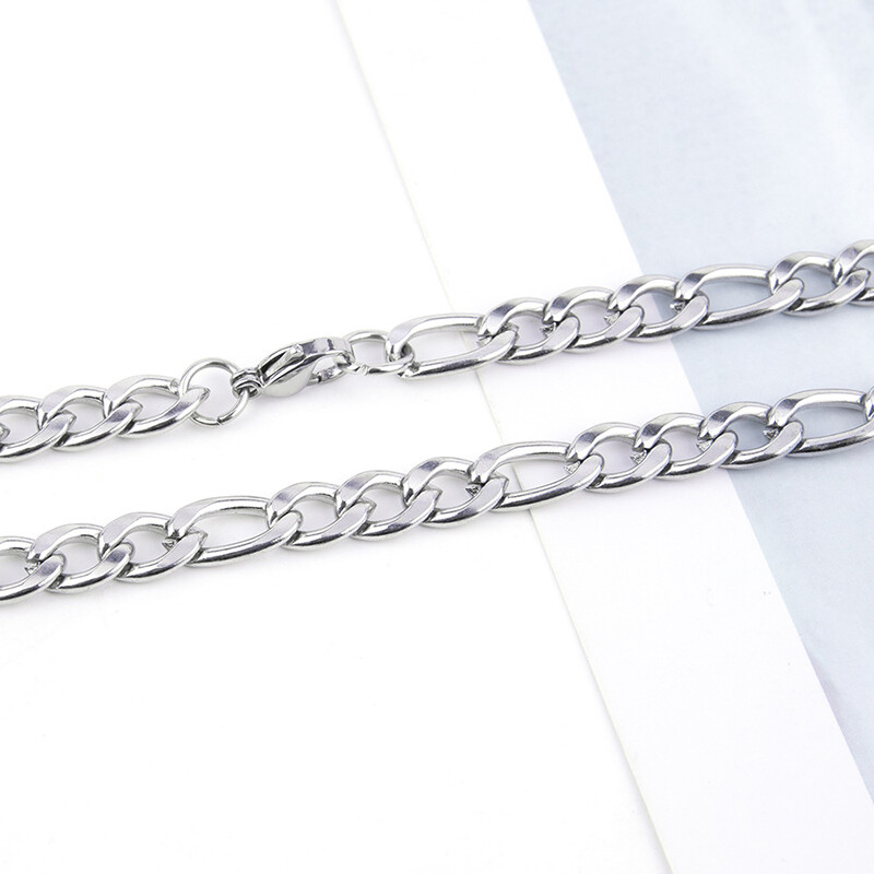 Stainless Steel 1:3 Figaro Chain 7″- 30″ Men Women Necklace 2/3/5/7/9/11/13mm