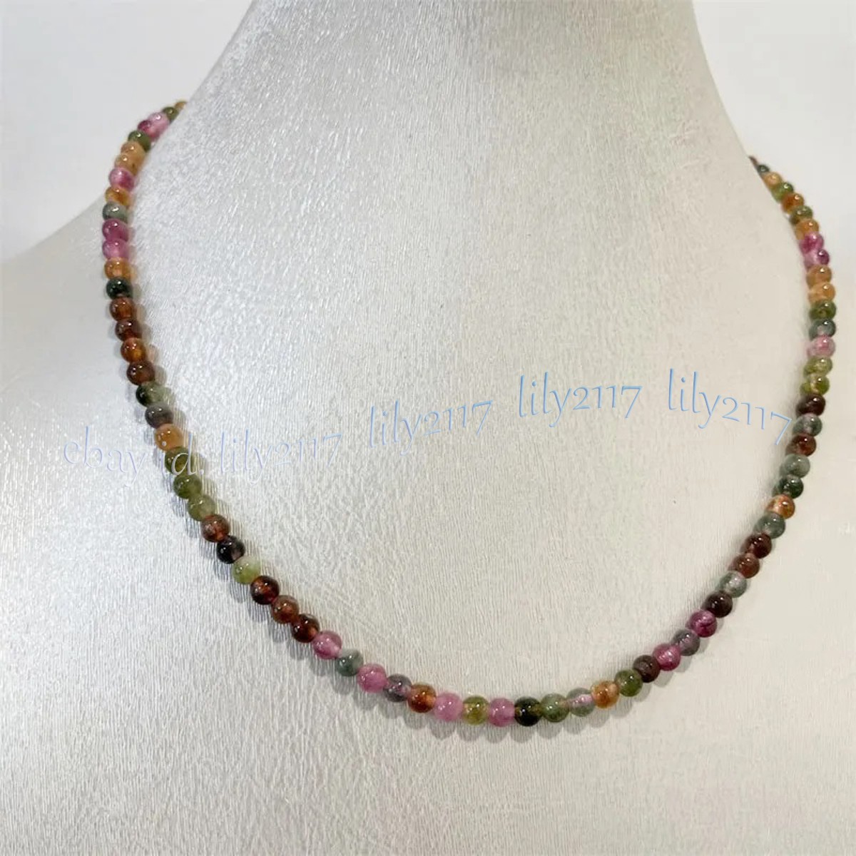 Small 4mm Natural Colorful Tourmaline Round Gemstone Beads Necklace 14-28 inch