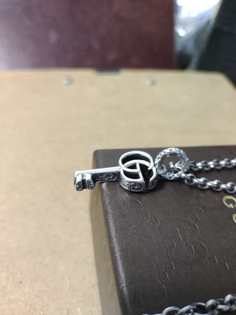 Excellent GUCCI Silver 925 Arabesque Key Necklace – Luxurious Feel, With Box.