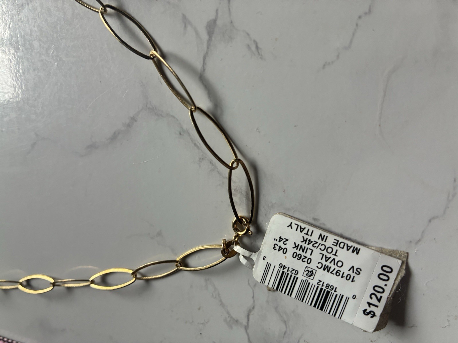 Macy’s Gold-Tone Yellow Gold 24k Oval Link Chain Necklace 24 in Italy