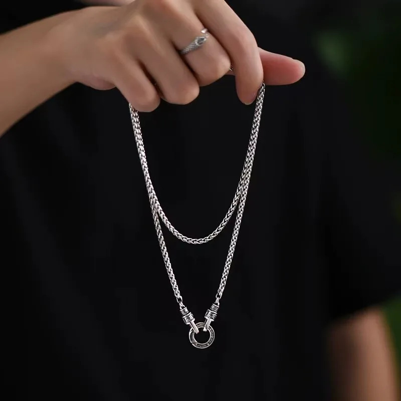 New 925 Sterling Silver Necklace Woven chain For Men Women Fashion Clavicle