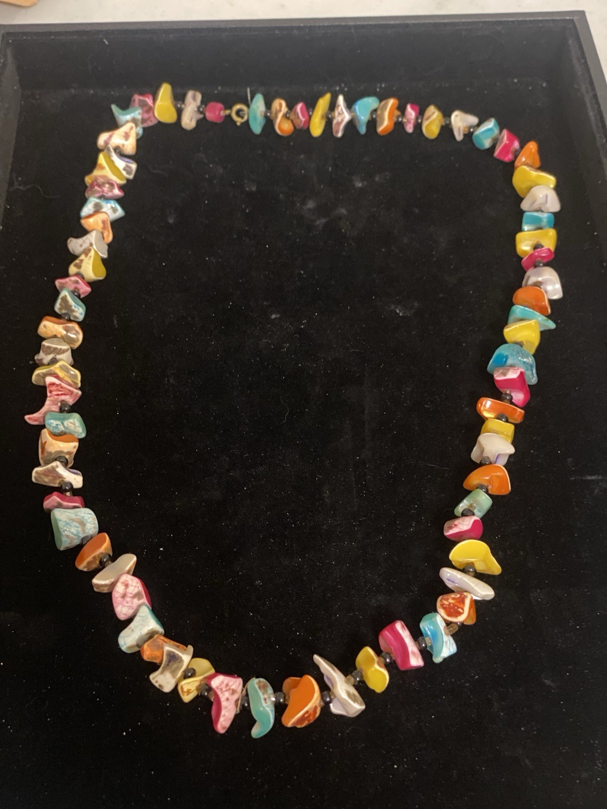 Chunky Shell Rainbow Necklace 26” Retro Hippie